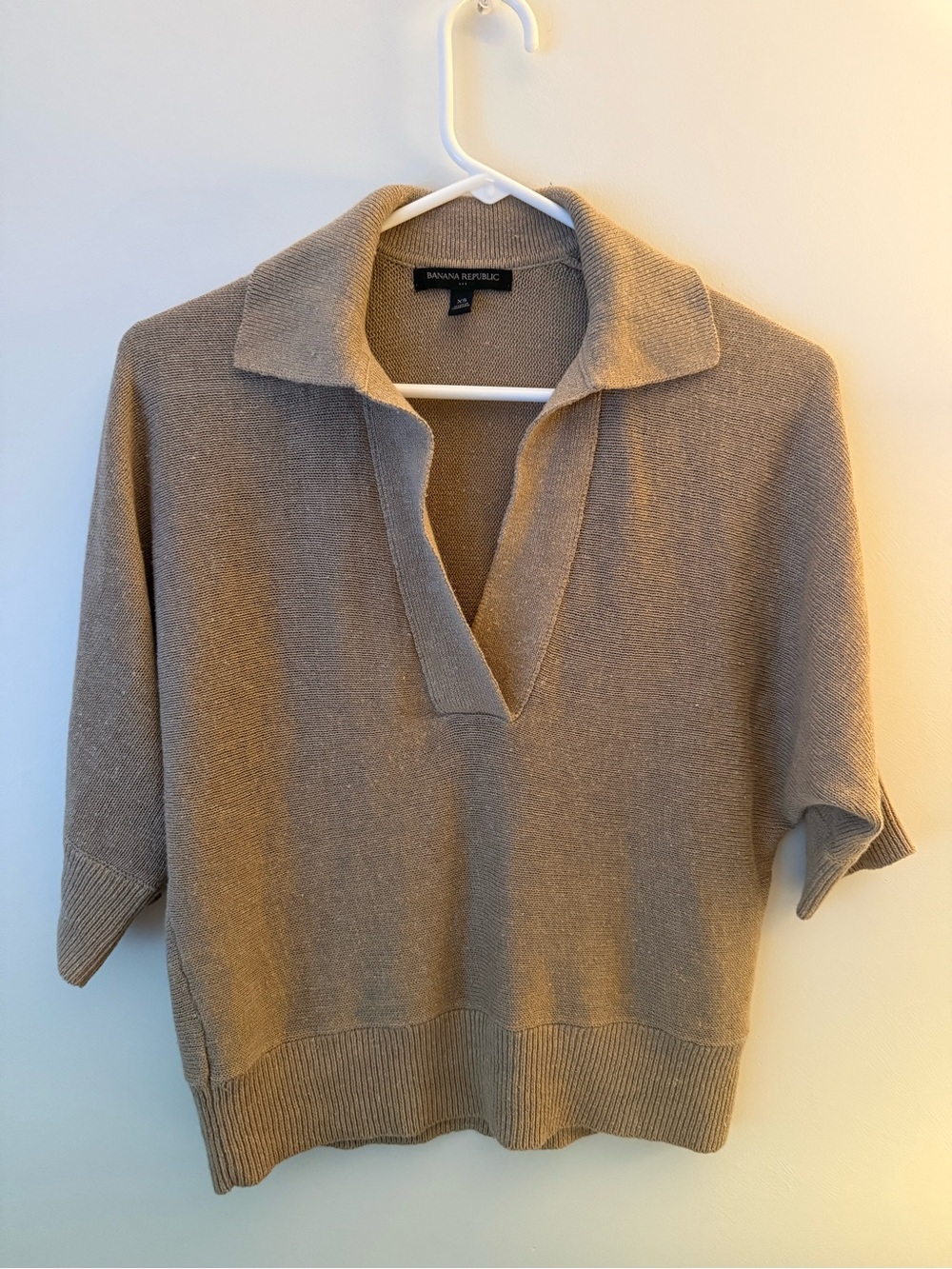 Banana Republic Woven Knit Top Blouse, Tan, XS